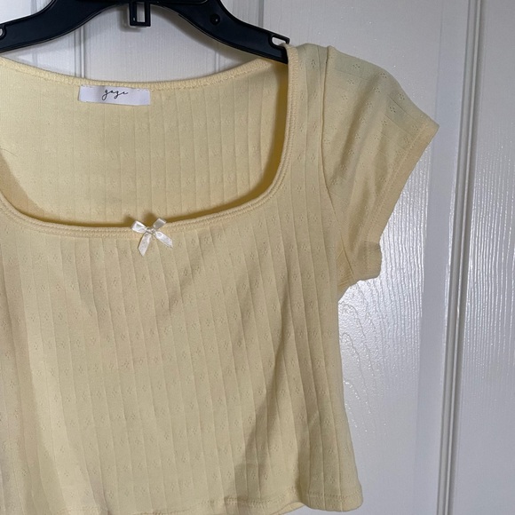 Yellow Knit Crop Top Cotton Coquette - Picture 4 of 4